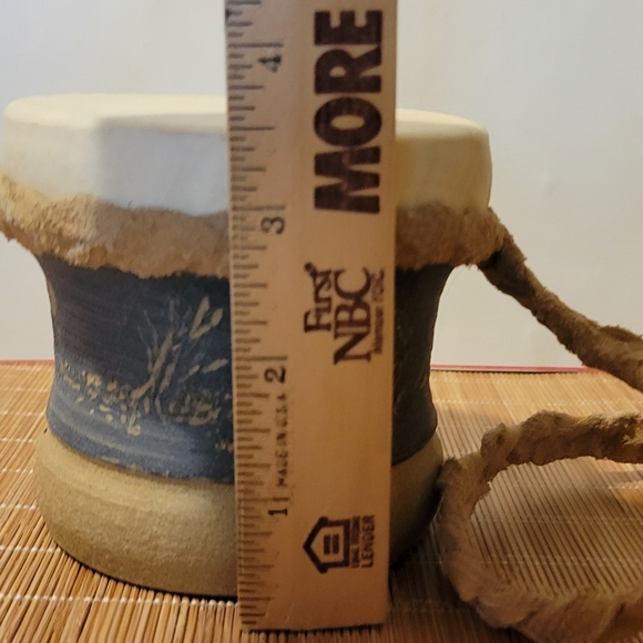 Handmade pottery Small DJEMBE style Skin Drum Bongo Artist Made PNW 🎶 Unique - Picture 5 of 8